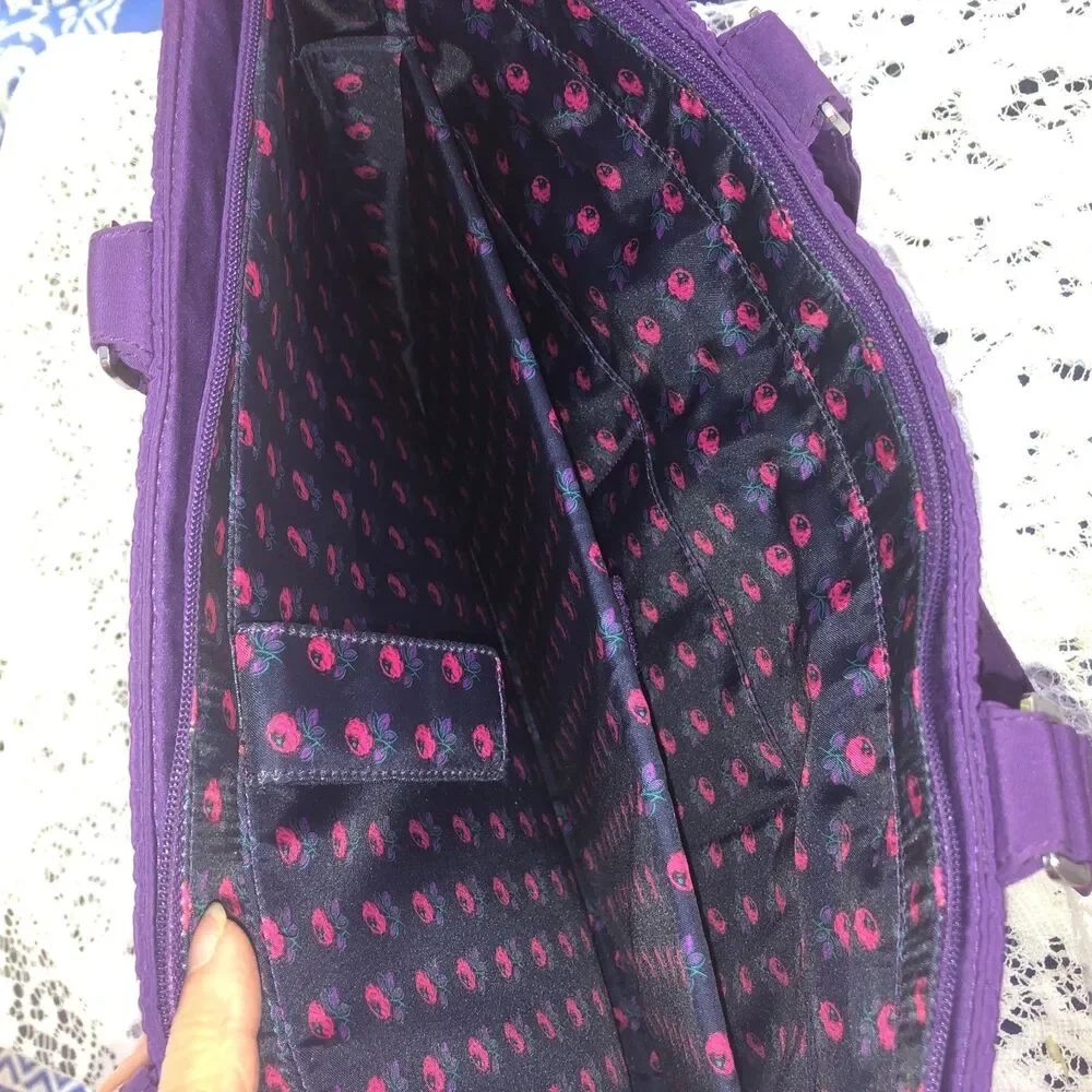 Vera Bradley Shoulder Bag Laptop Travel Carry On Tote Purple Quilted